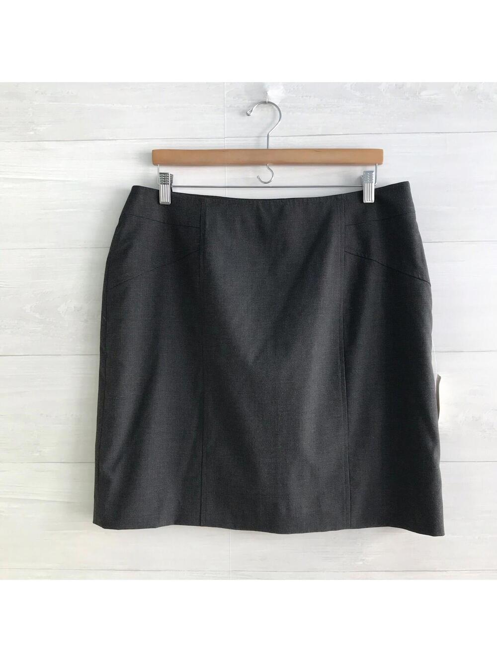 NWT Coldwater Creek Gray Houndstooth Pencil Skirt 16P Petite Lined Stretch